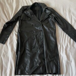 Nordstrom Black Double-Breasted faux leather trench